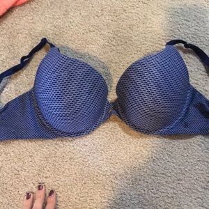 blue victoria’s secret push-up bra 32 DD